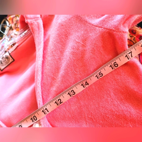 Y2K JUICY COUTURE Terry Cloth Salmon Pink Hood PLUNGE Dingleballs Mini Dress P/S - Picture 11 of 12